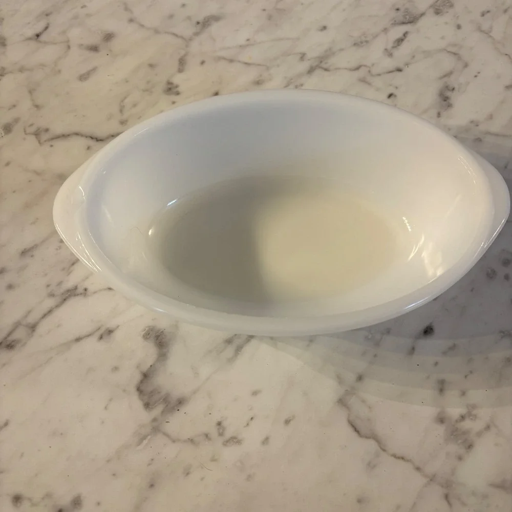 Glasbake White Milk Glass Oval Casserole Baking Dish 1 Qt J-235 Made in USA